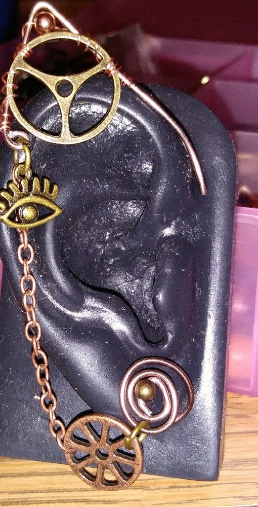 Wire wrapped elf ear cuff